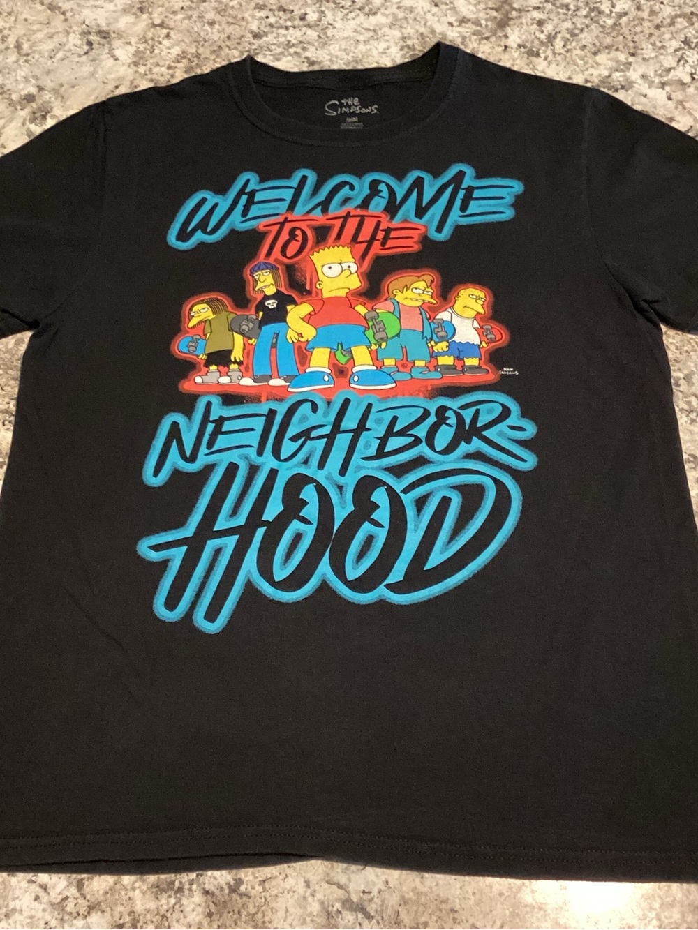 The Simpsons "Welcome to the Neighborhood" Black Graphic Tee